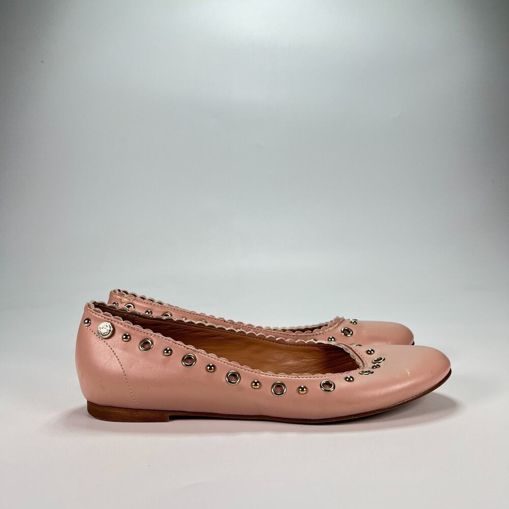 Love Moschino Rosa Ballets Pink Leather Flat Slip On Sandals Women’s Size 6.5